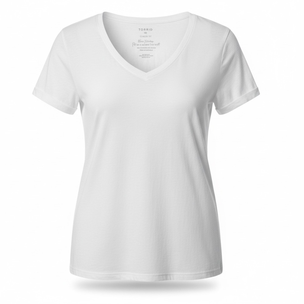 TORRID Classic Fit white v-neck cotton blend t-shirt size 00 (M/10)